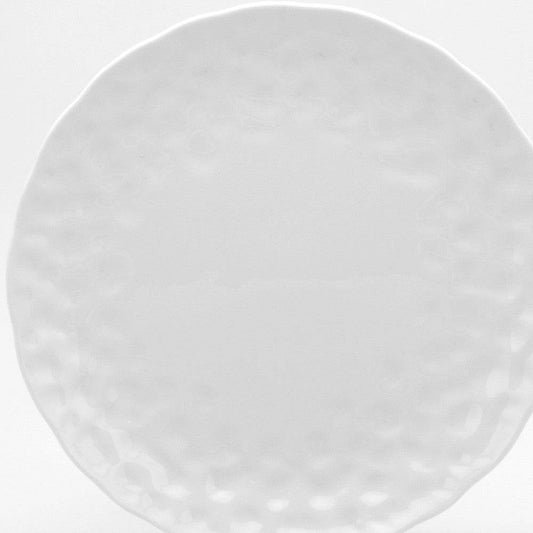 White Six Piece Round Pebbled Porcelain Service For Six Salad Plate Set - Loft&Timber
