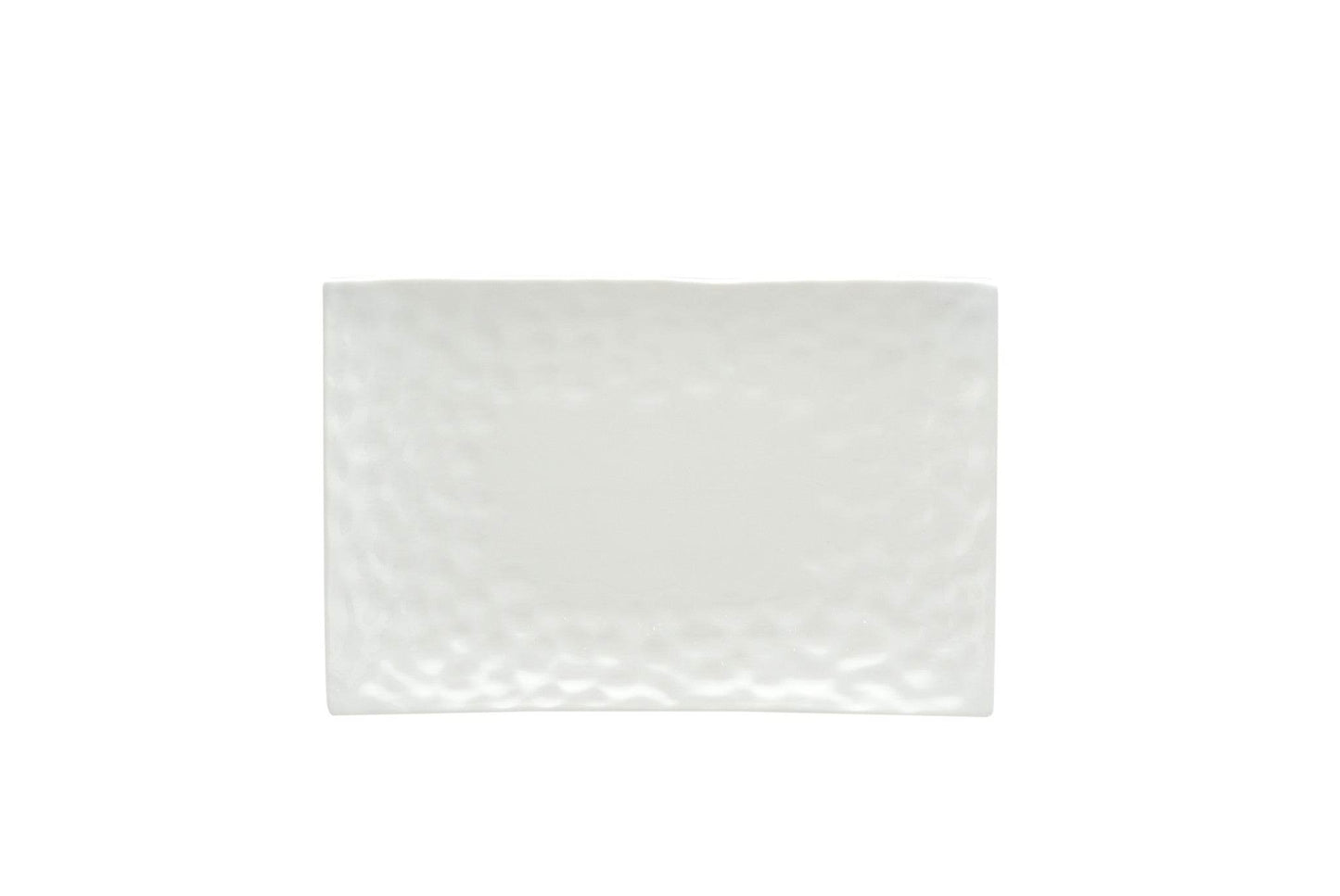 White Six Piece Rectangle Pebbled Porcelain Service For Six Salad Plate Set - Loft&Timber