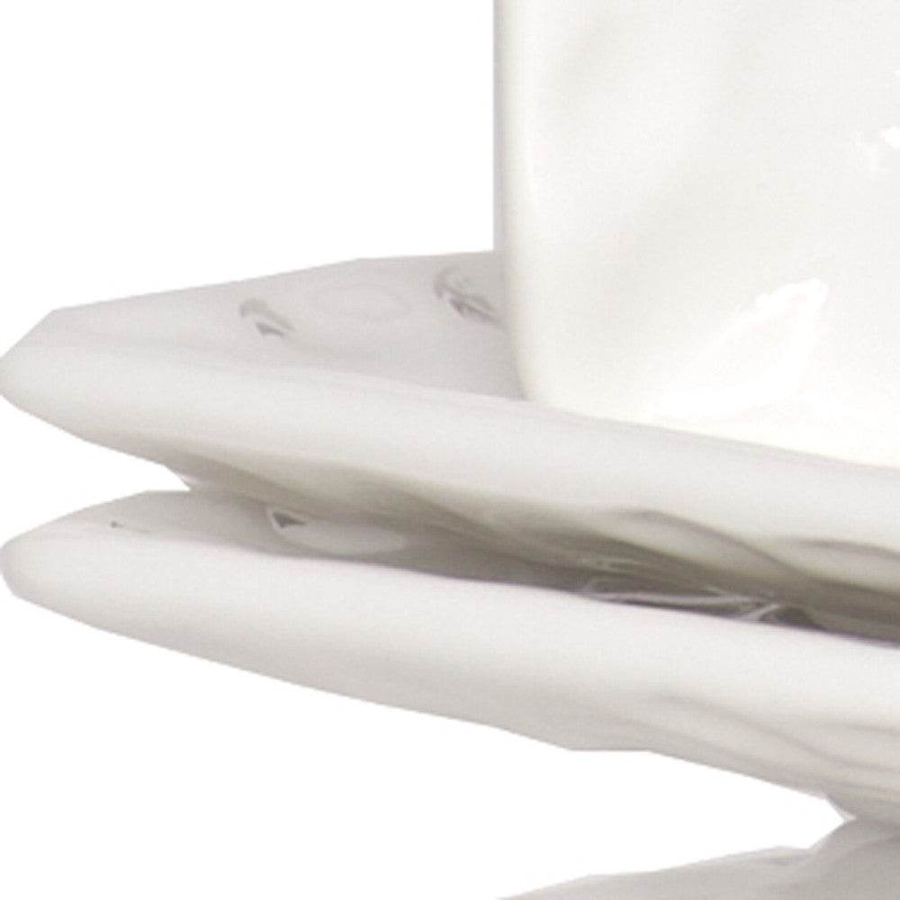White Six Piece Rectangle Pebbled Porcelain Service For Six Salad Plate Set - Loft&Timber