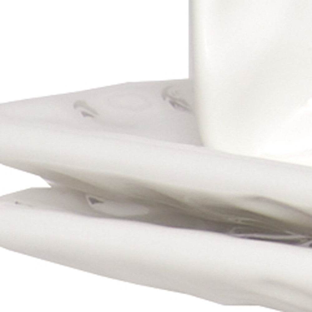 White Six Piece Rectangle Pebbled Porcelain Service For Six Salad Plate Set - Loft&Timber