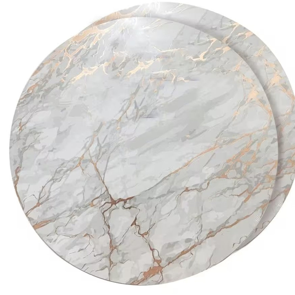 15" X 15" Gold Ivory And Gray Abstract Agglomerated cork Round Placemats - Loft&Timber