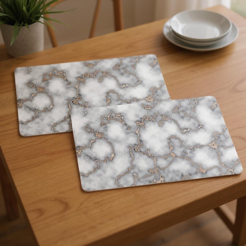 12" X 18" Gray And Gold Abstract Agglomerated cork Placemats - Loft&Timber