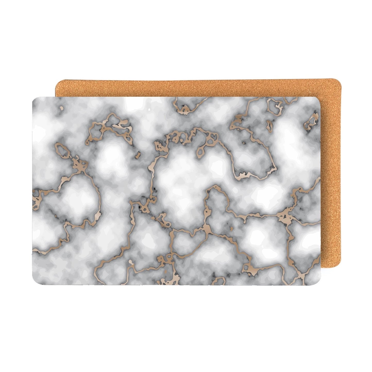 12" X 18" Gray And Gold Abstract Agglomerated cork Placemats - Loft&Timber