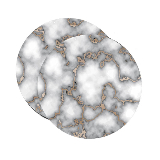 15" Set of Two Gold And Gray Abstract Round Placemats - Loft&Timber