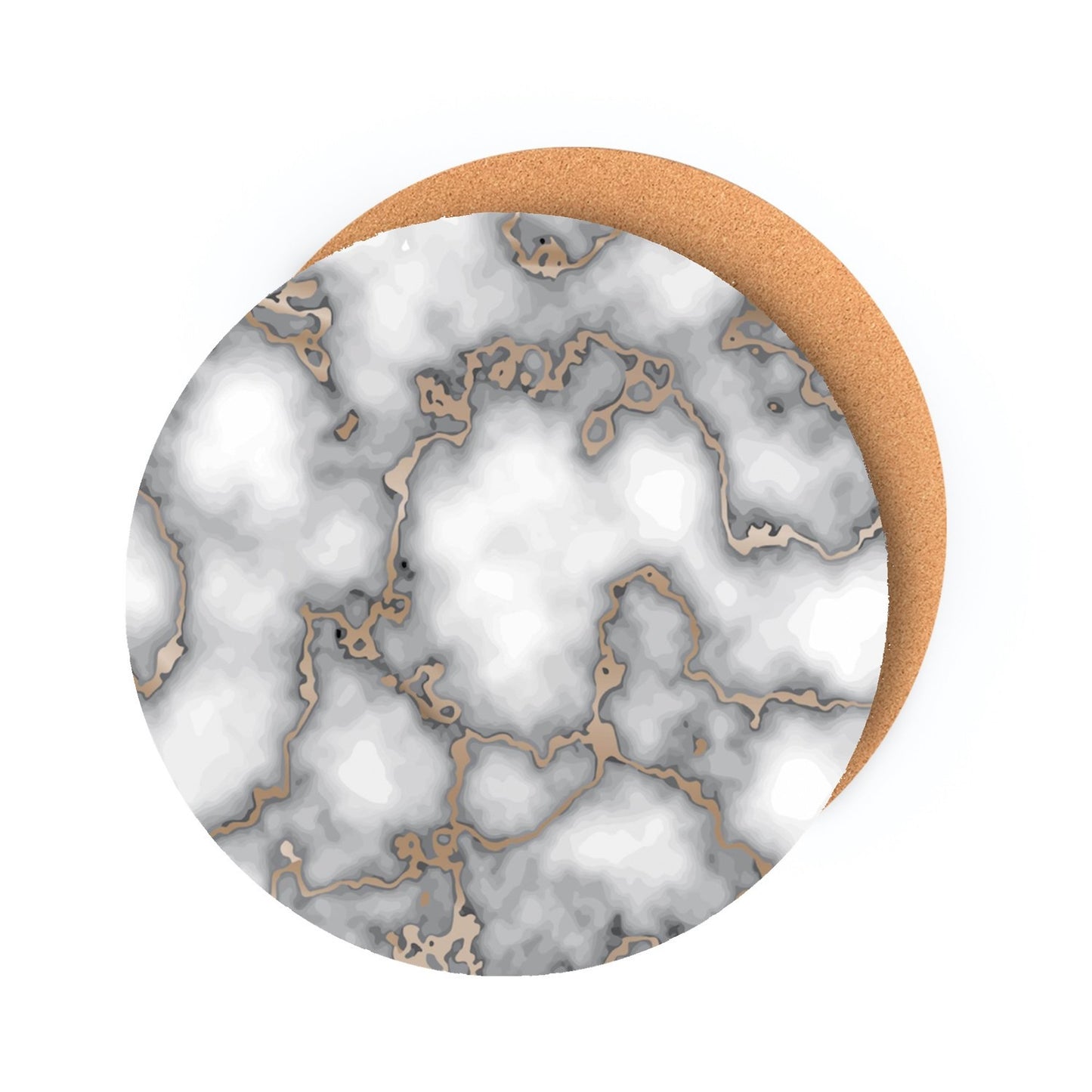 15" Set of Two Gold And Gray Abstract Round Placemats - Loft&Timber