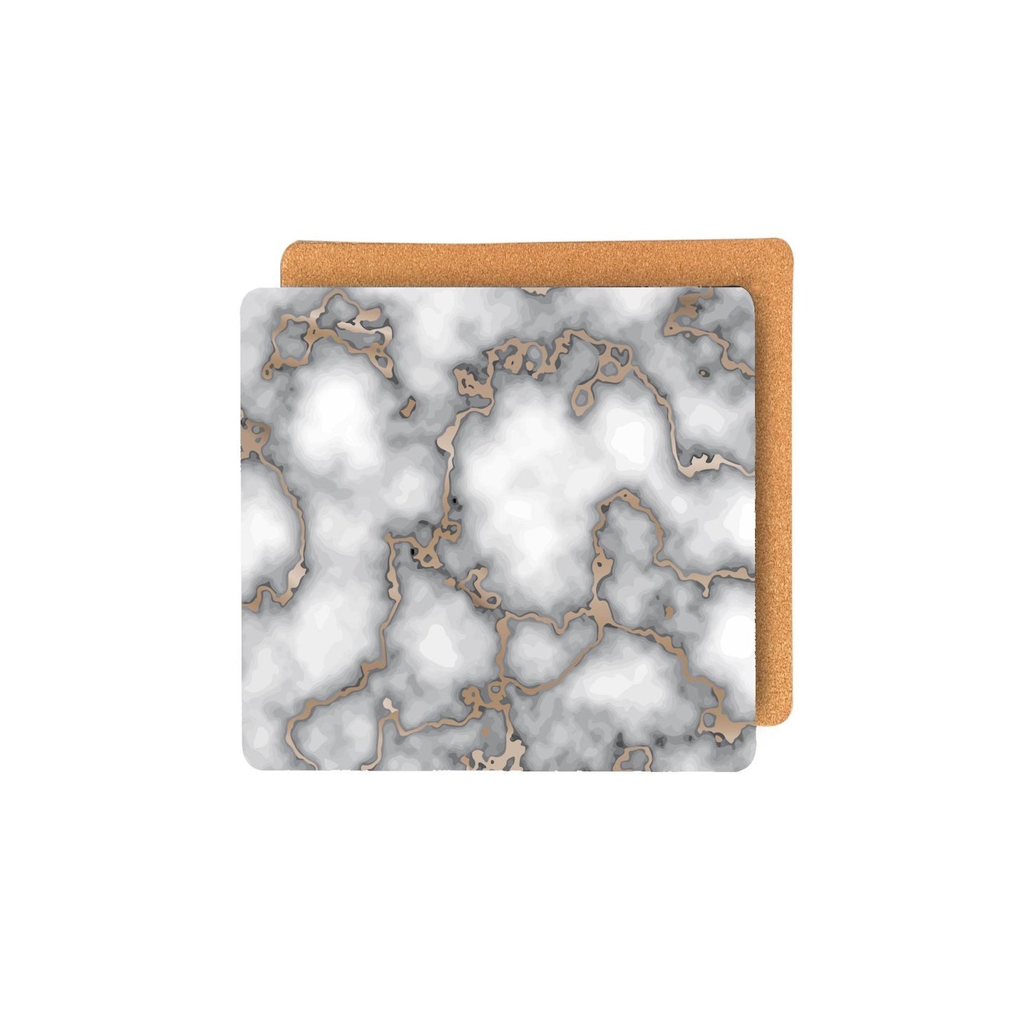 15" X 15" Gray And Gold Abstract Agglomerated cork Square Placemats - Loft&Timber