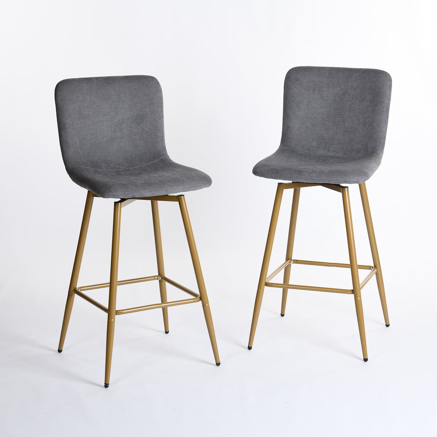 Set of Two 29" Gray And Gold Steel Bar Height Bar Chairs - Loft&Timber
