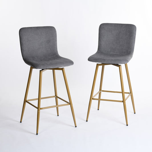 Set of Two 29" Gray And Gold Steel Bar Height Bar Chairs - Loft&Timber