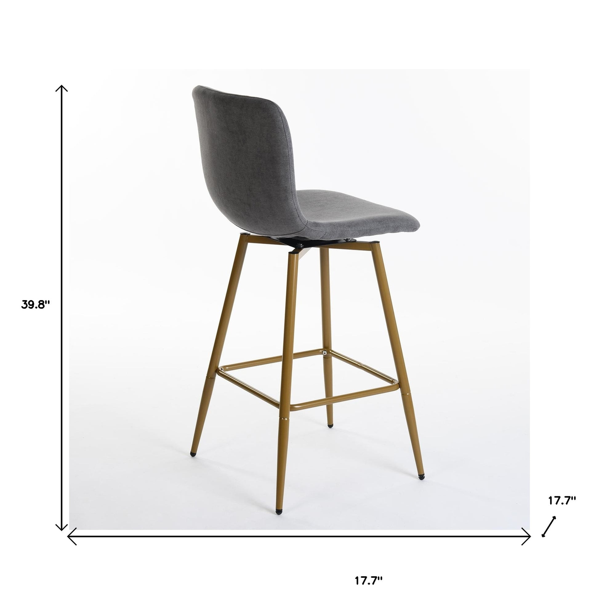 Set of Two 29" Gray And Gold Steel Bar Height Bar Chairs - Loft&Timber