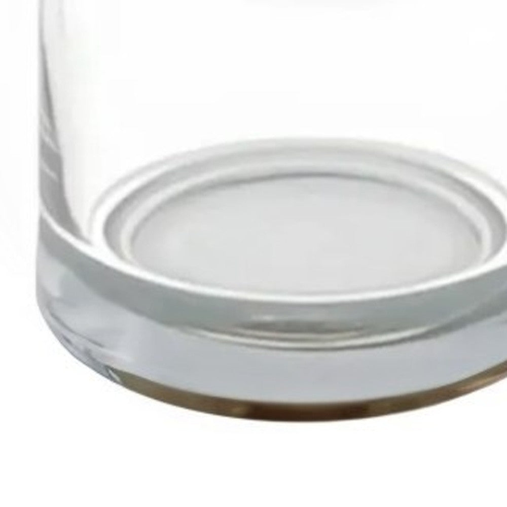 11" Clear Glass Centerpiece Pillar Candle Holder With Candle - Loft&Timber