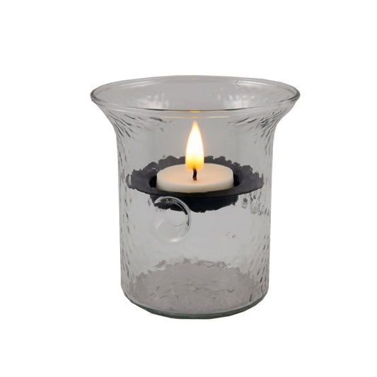 4" Clear Glass Tabletop Hurricane Candle Holder With Candle - Loft&Timber