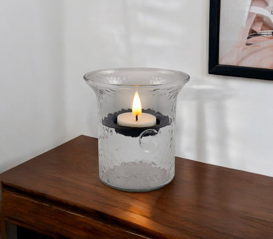 4" Clear Glass Tabletop Hurricane Candle Holder With Candle - Loft&Timber