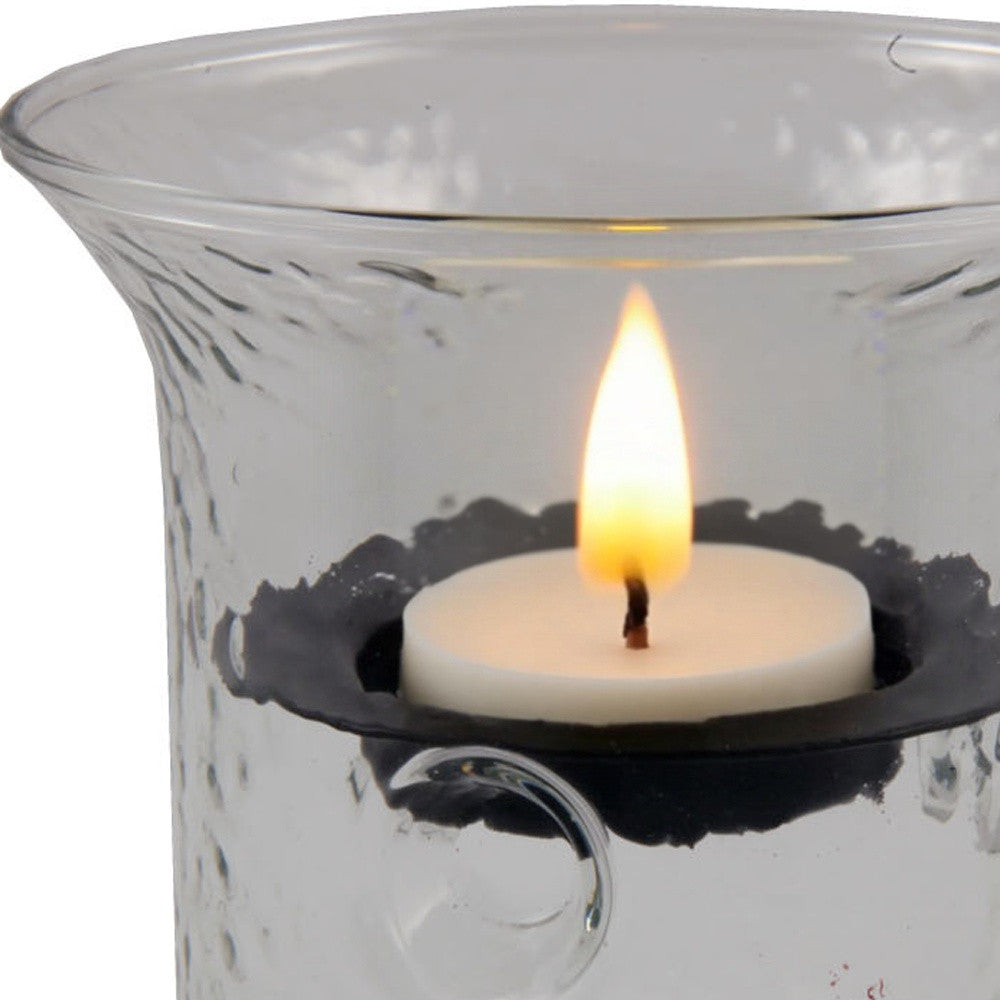 4" Clear Glass Tabletop Hurricane Candle Holder With Candle - Loft&Timber