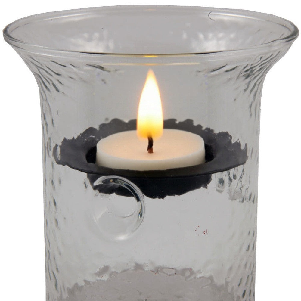 4" Clear Glass Tabletop Hurricane Candle Holder With Candle - Loft&Timber