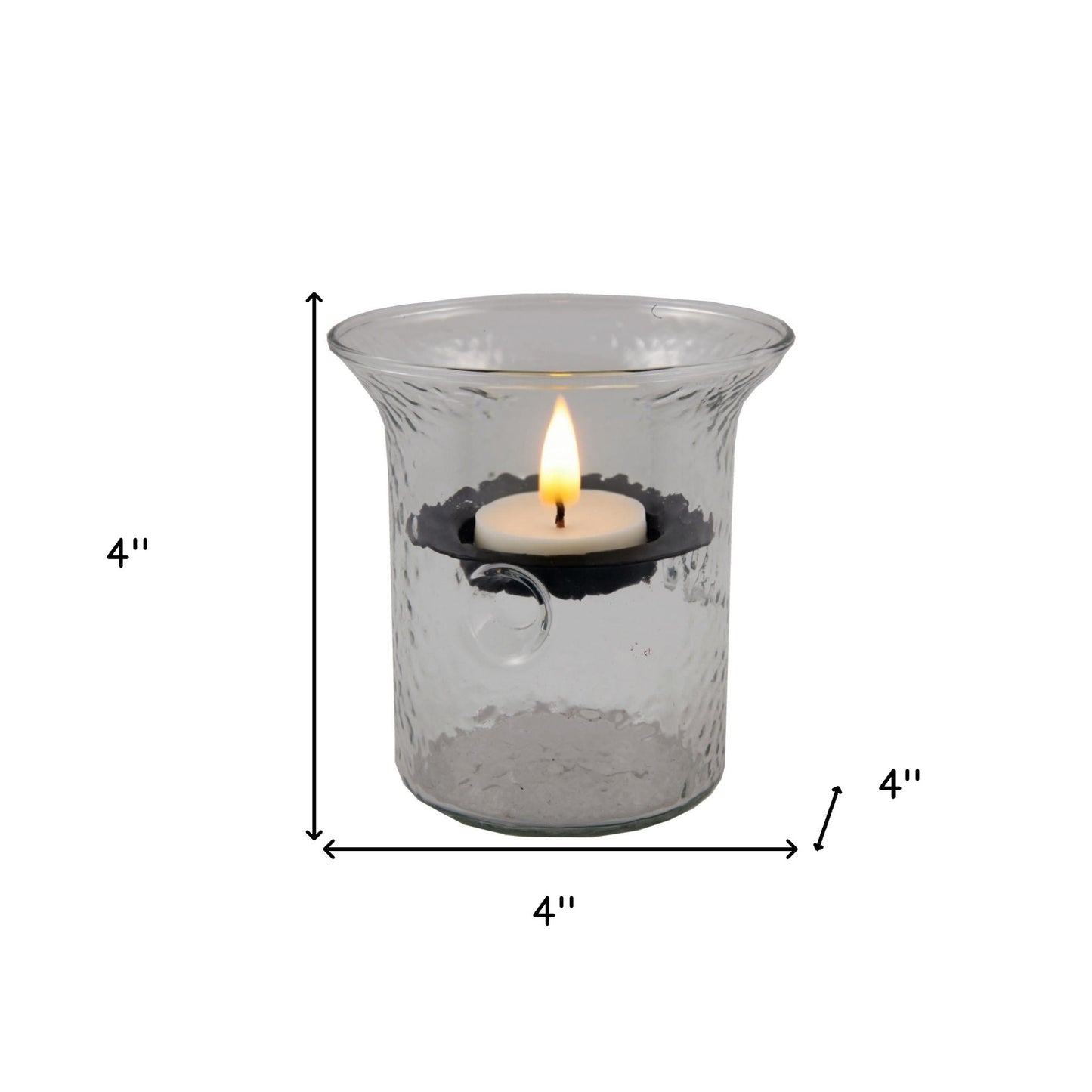 4" Clear Glass Tabletop Hurricane Candle Holder With Candle - Loft&Timber