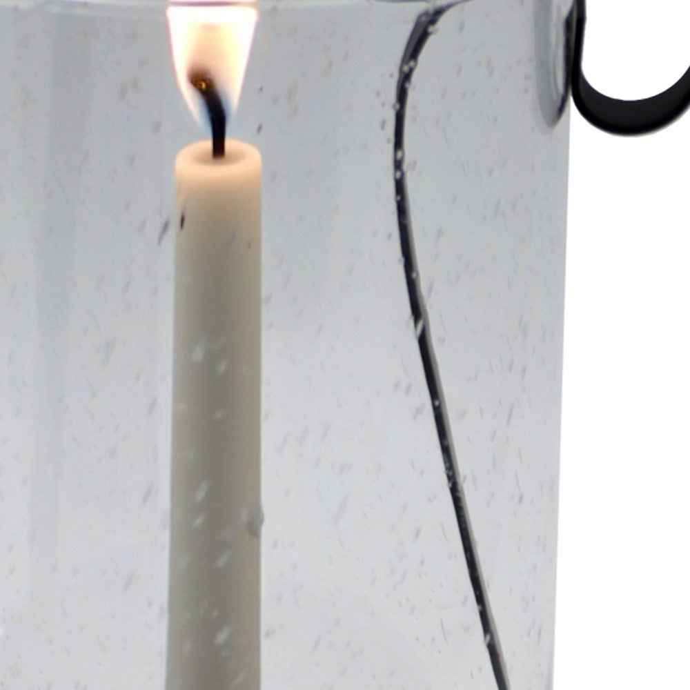 12" Light Gray Glass Centerpiece Taper Candle Holder With Candle - Loft&Timber