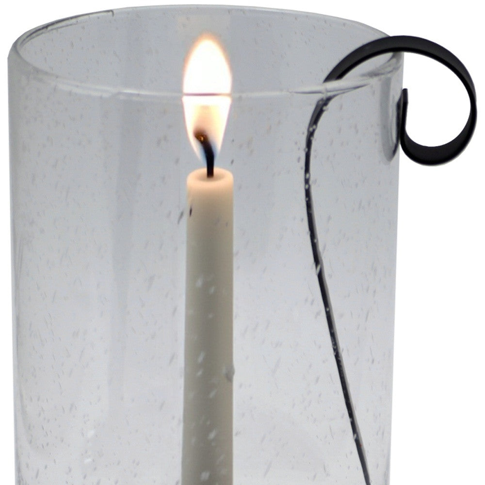 12" Light Gray Glass Centerpiece Taper Candle Holder With Candle - Loft&Timber