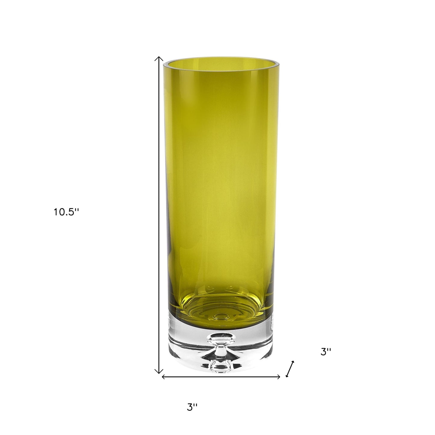 11" Green Crystal Glass Cylinder Table Vase - Loft&Timber