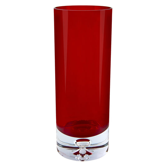 11" Red Crystal Glass Cylinder Table Vase - Loft&Timber