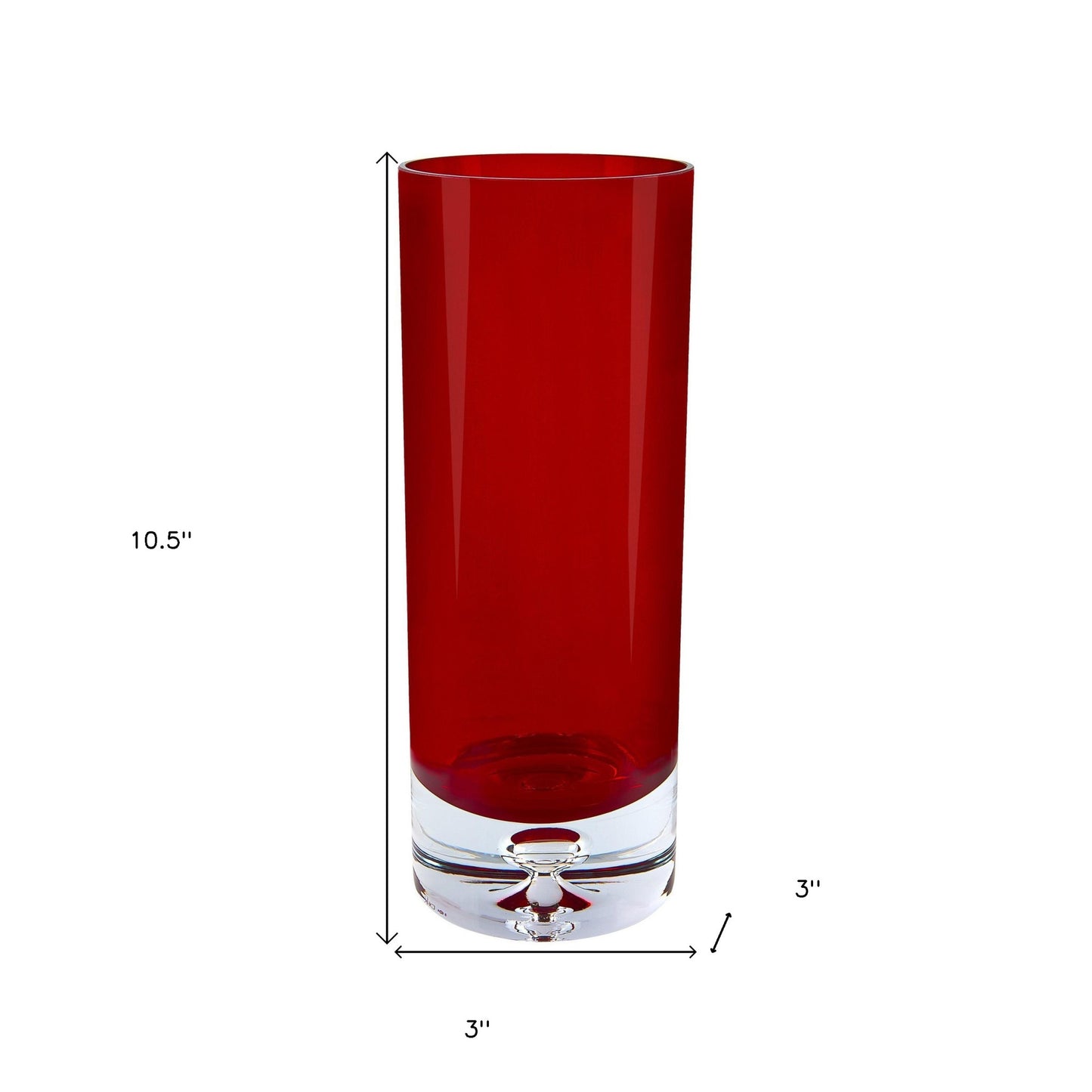 11" Red Crystal Glass Cylinder Table Vase - Loft&Timber