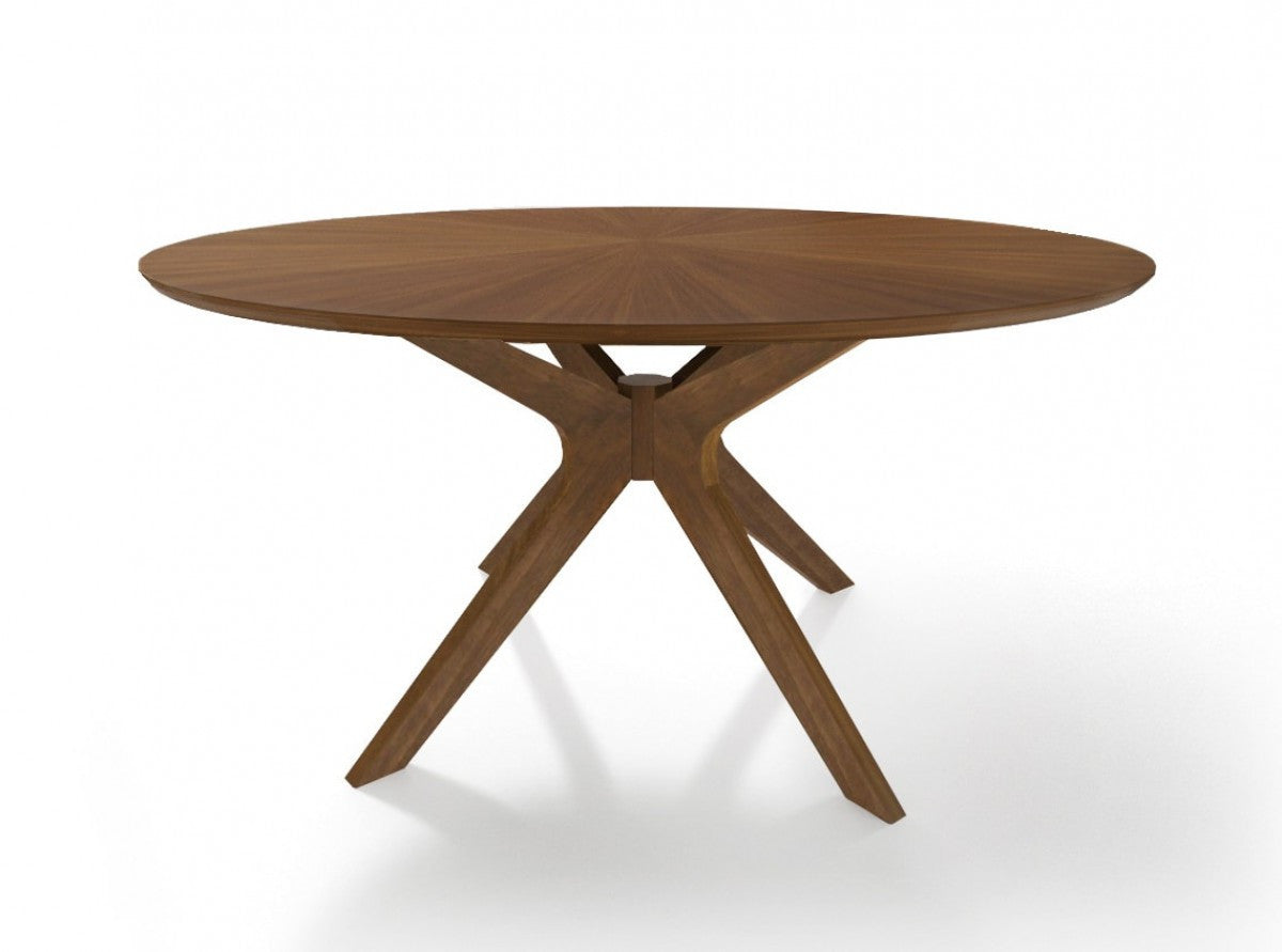 59" Brown Rounded Pedestal Base Dining Table - Loft&Timber