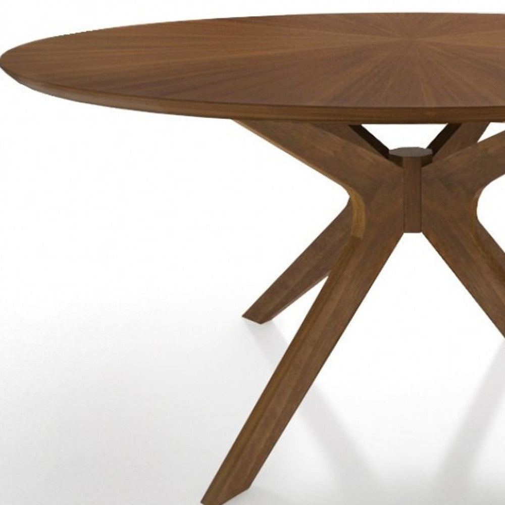 59" Brown Rounded Pedestal Base Dining Table - Loft&Timber