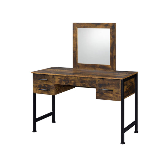 47" Black Mirrored Vanity Table with Mirror With Four Drawers - Loft&Timber