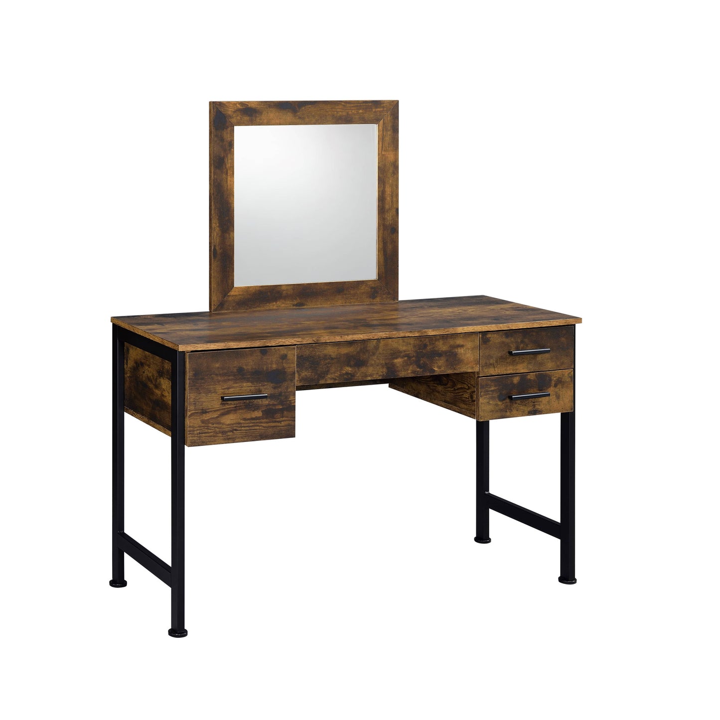 47" Black Mirrored Vanity Table with Mirror With Four Drawers - Loft&Timber