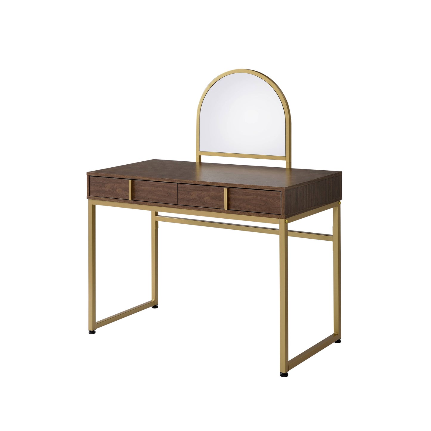 42" Gold Mirrored Vanity Table with Mirror With Two Drawers - Loft&Timber
