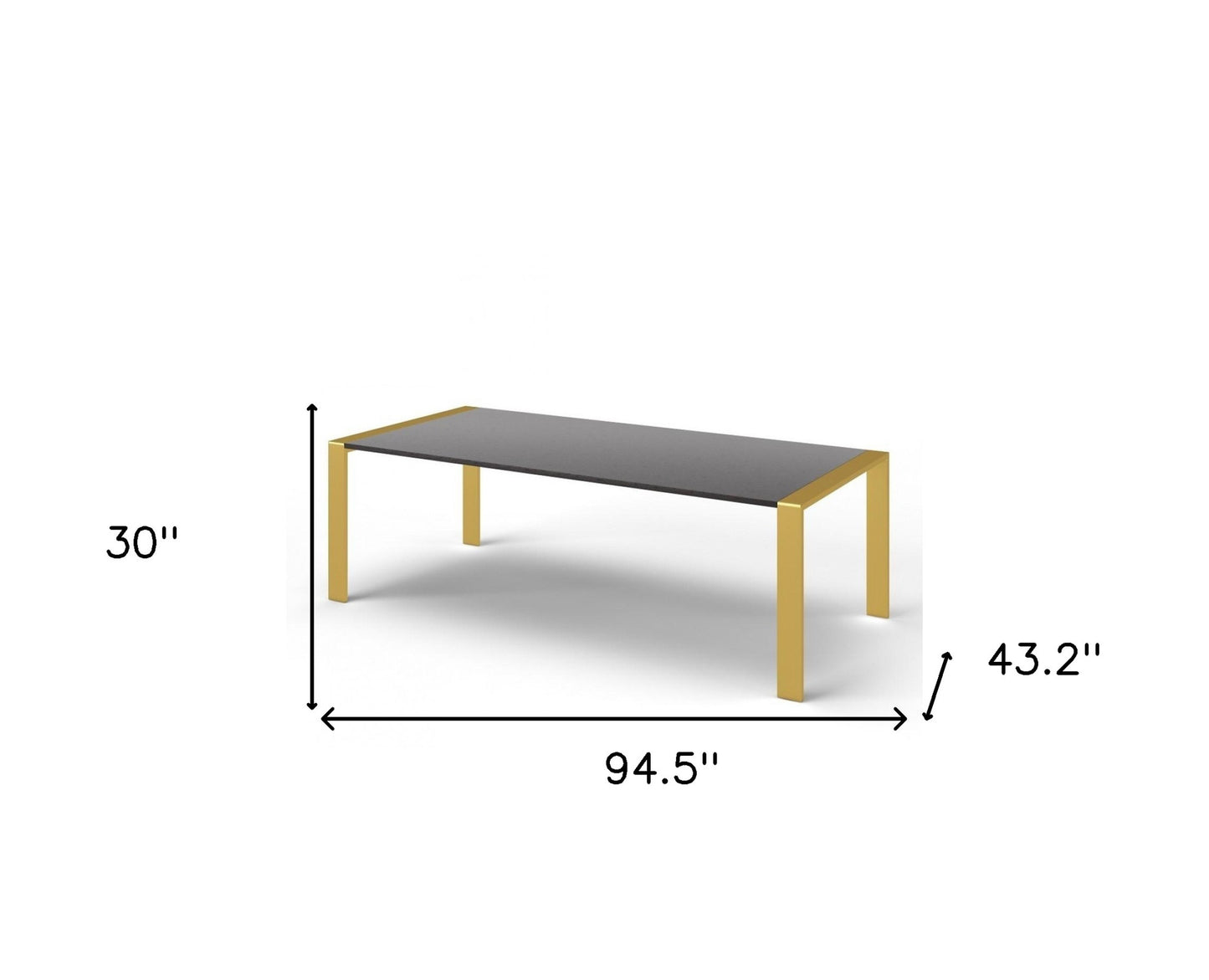 95" Gray And Brass Stainless Steel Dining Table - Loft&Timber