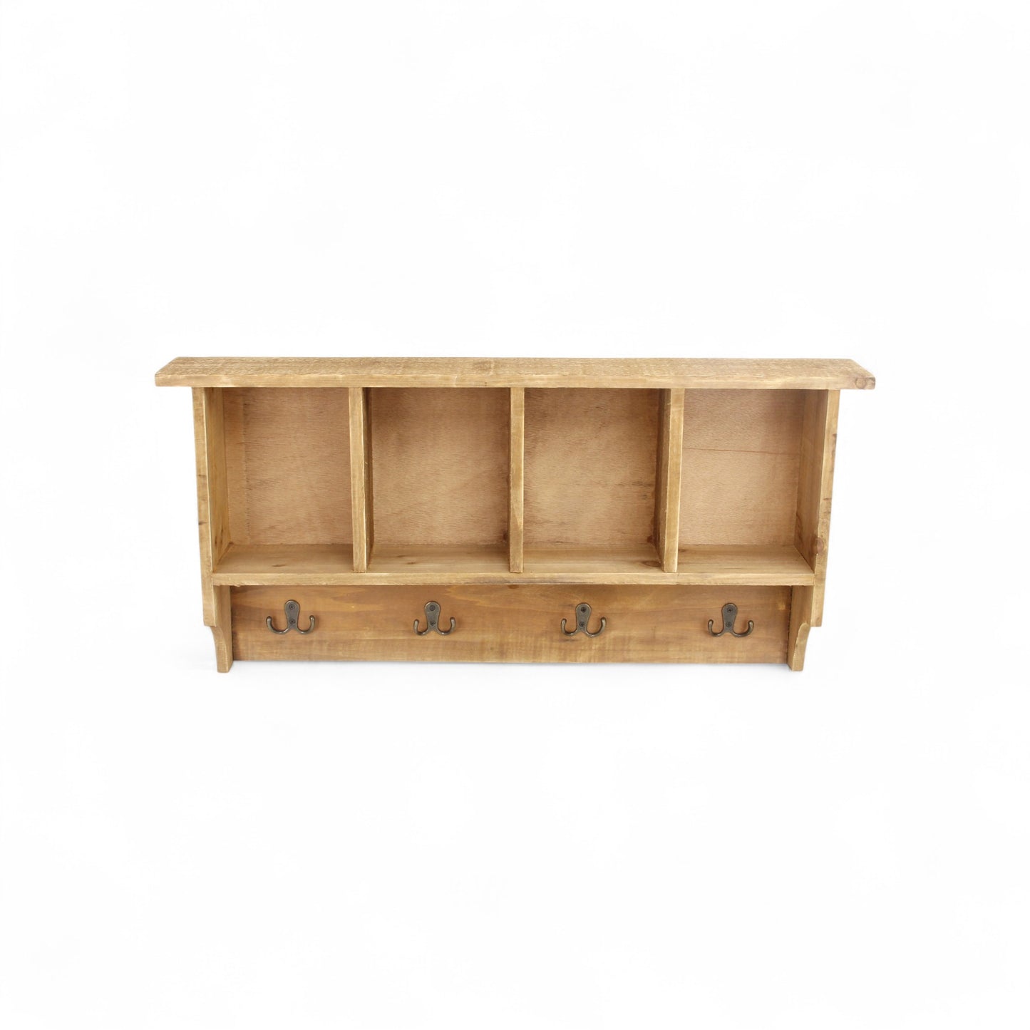 30" Natural Wood Four Hook Wall Mount Coat Rack-1