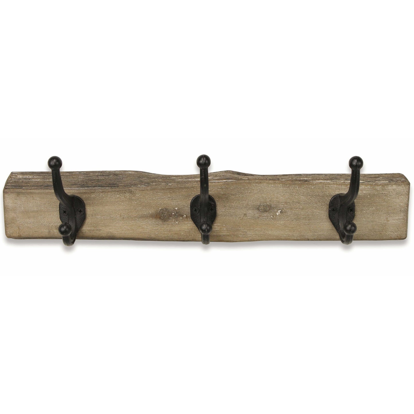 19" Brown Natural Rustic Live Edge Wood Three Hook Wall Mount Coat Rack-6