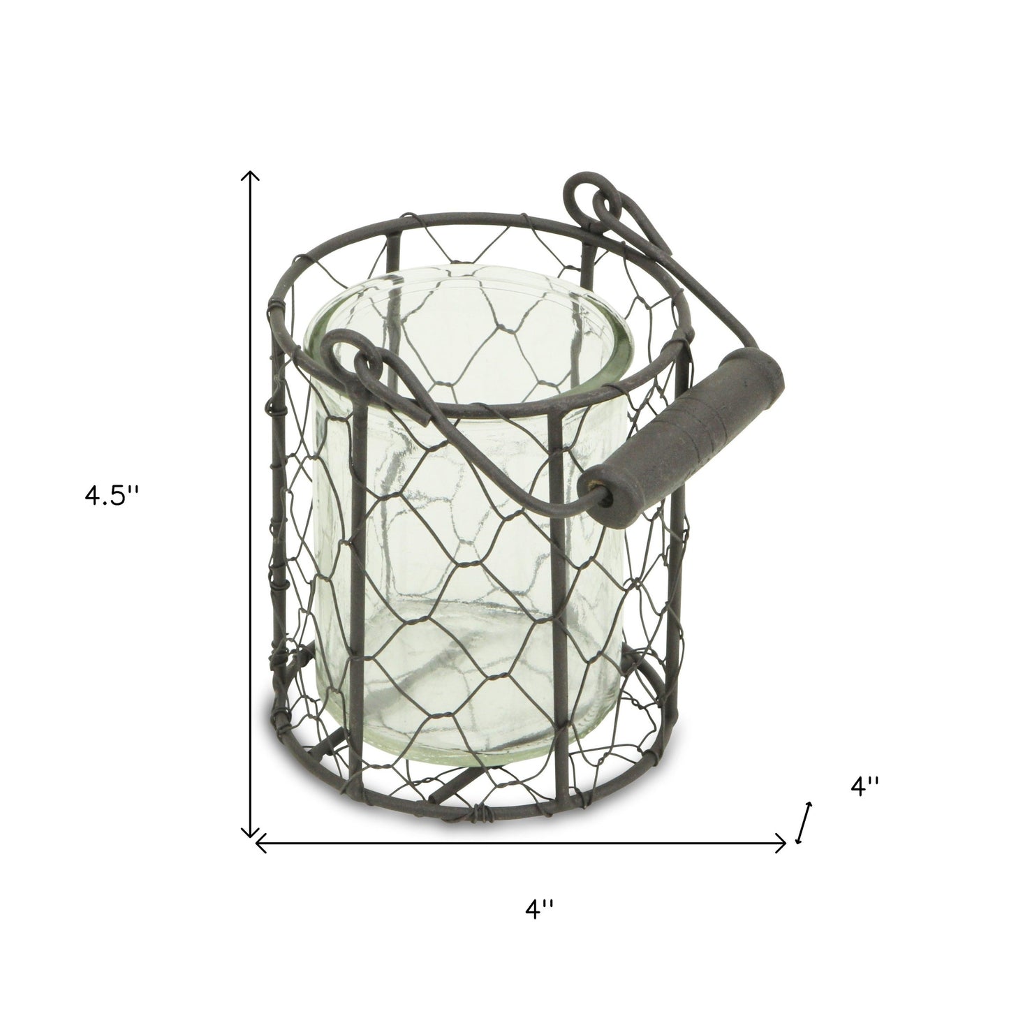 5" Clear and Brown Metal Tabletop Lantern Candle Holder - Loft&Timber