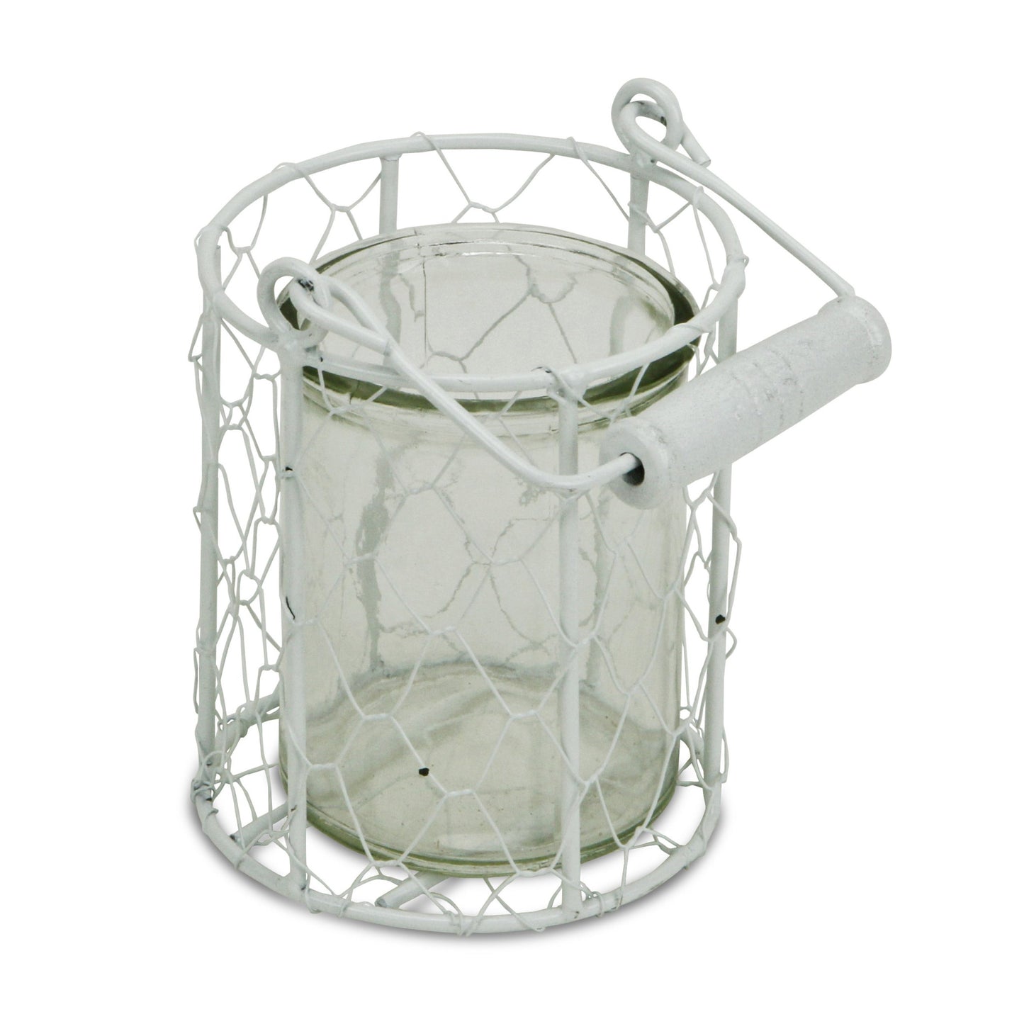 5" White Metal Tabletop Lantern Candle Holder - Loft&Timber