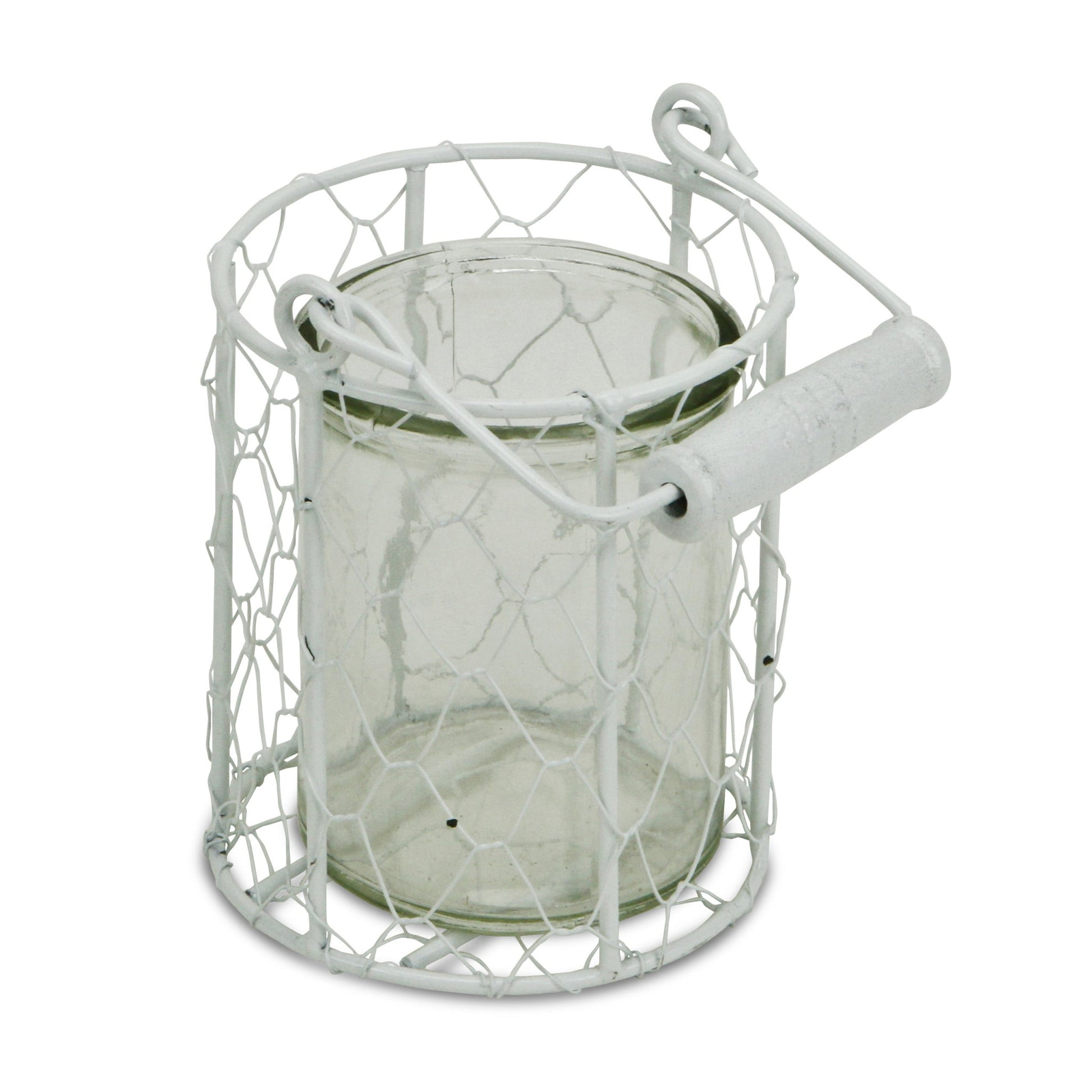 5" White Metal Tabletop Lantern Candle Holder - Loft&Timber