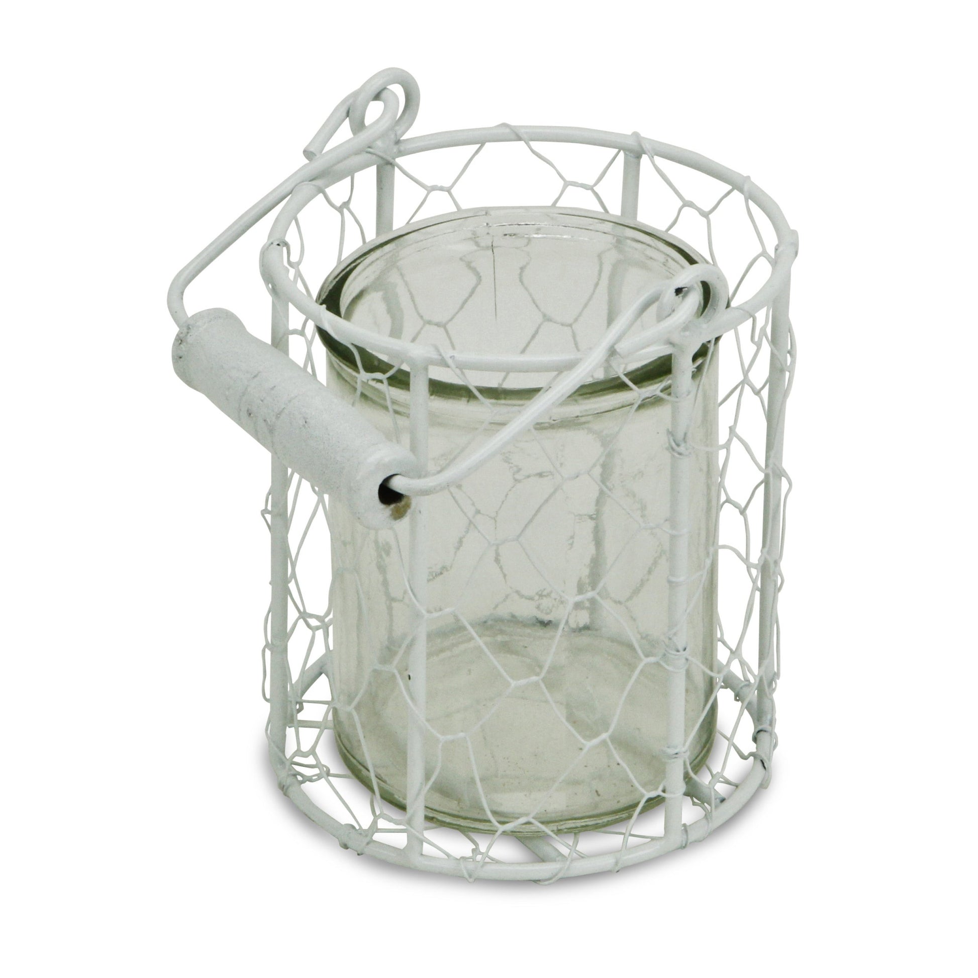 5" White Metal Tabletop Lantern Candle Holder - Loft&Timber