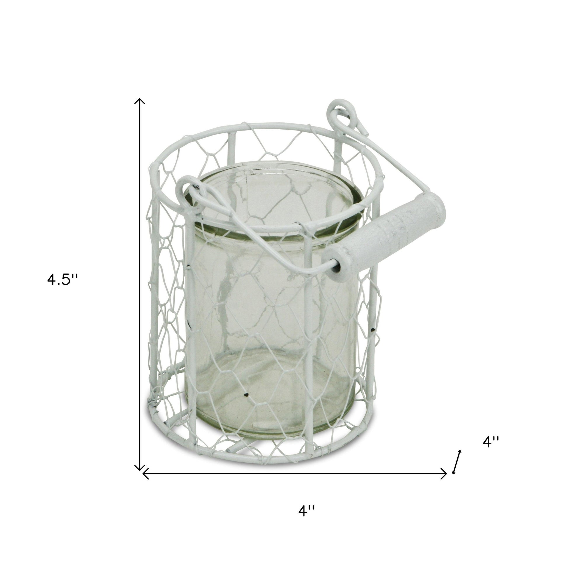 5" White Metal Tabletop Lantern Candle Holder - Loft&Timber