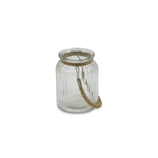 6" Clear and Brown Glass Tabletop Lantern Candle Holder - Loft&Timber