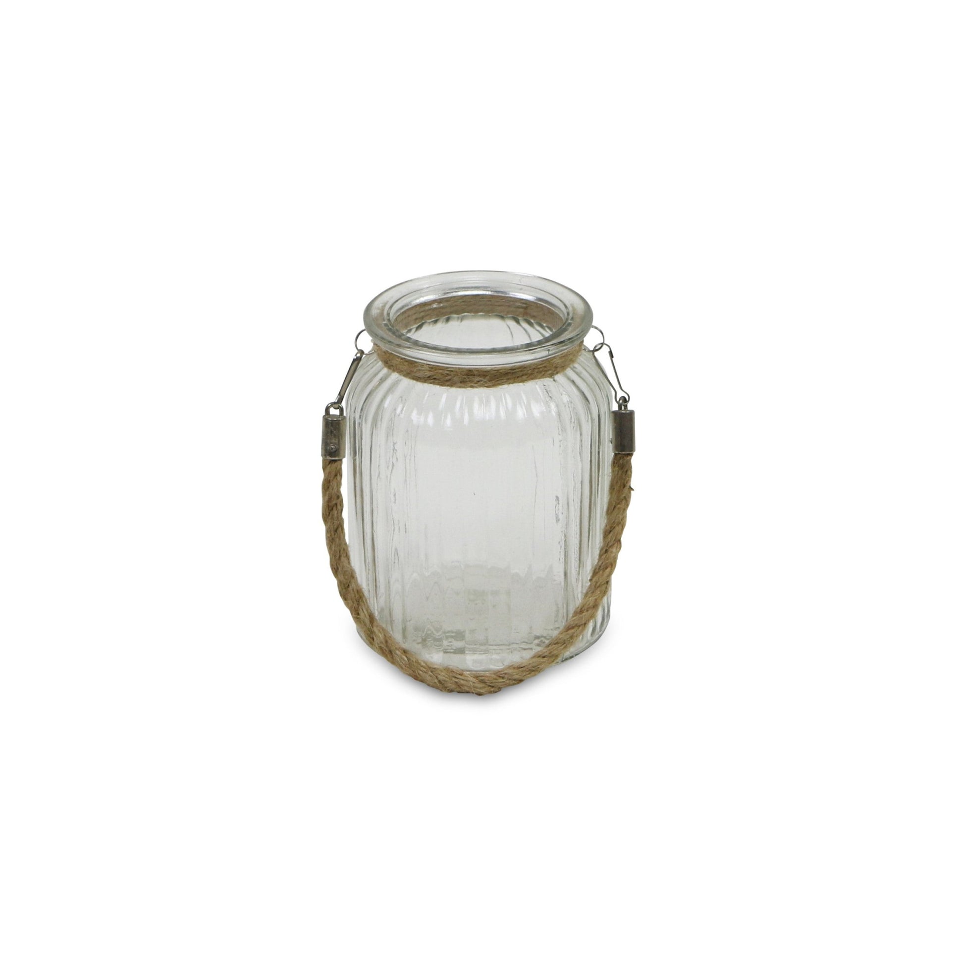 6" Clear and Brown Glass Tabletop Lantern Candle Holder - Loft&Timber