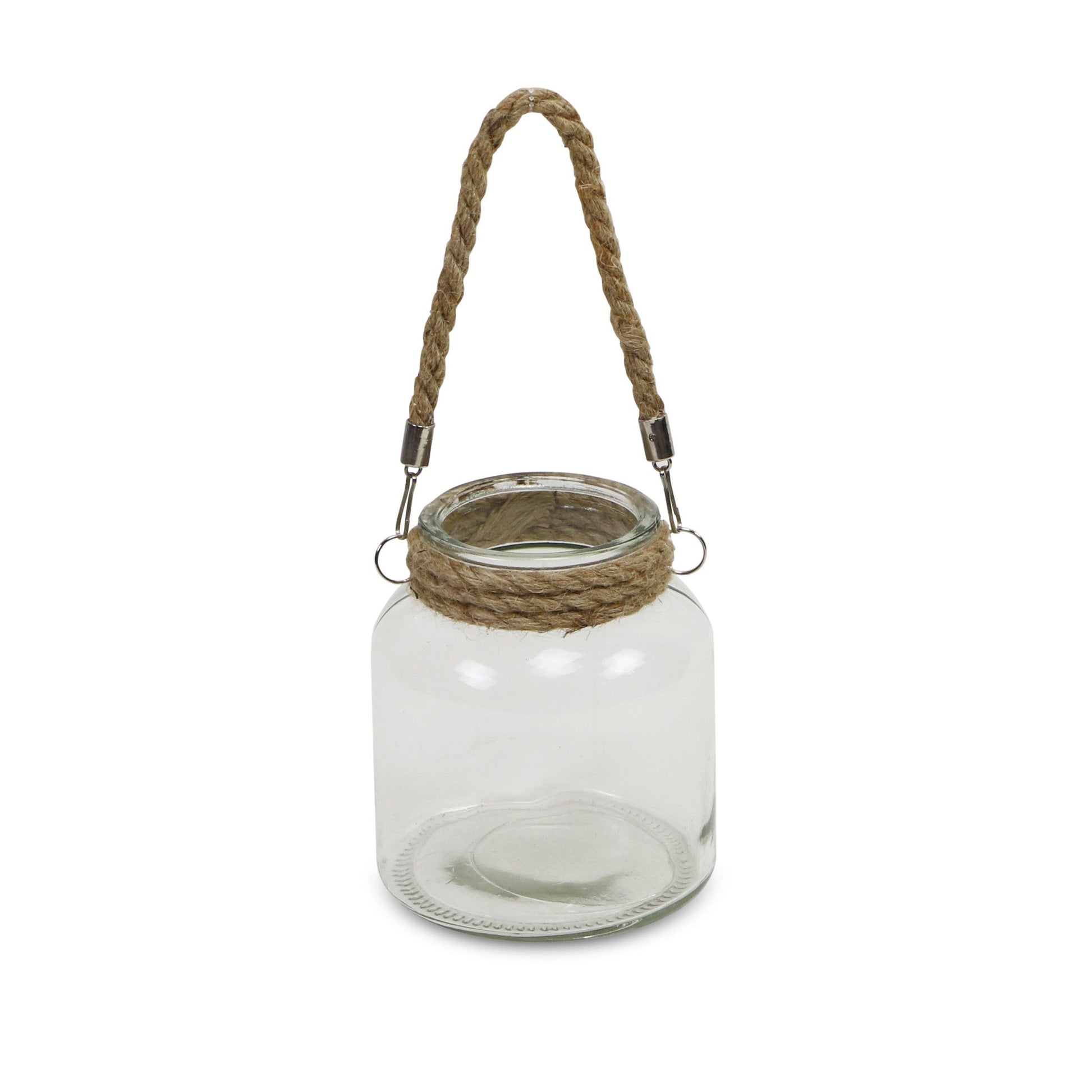 6" Clear and Brown Glass Tabletop Lantern Candle Holder - Loft&Timber