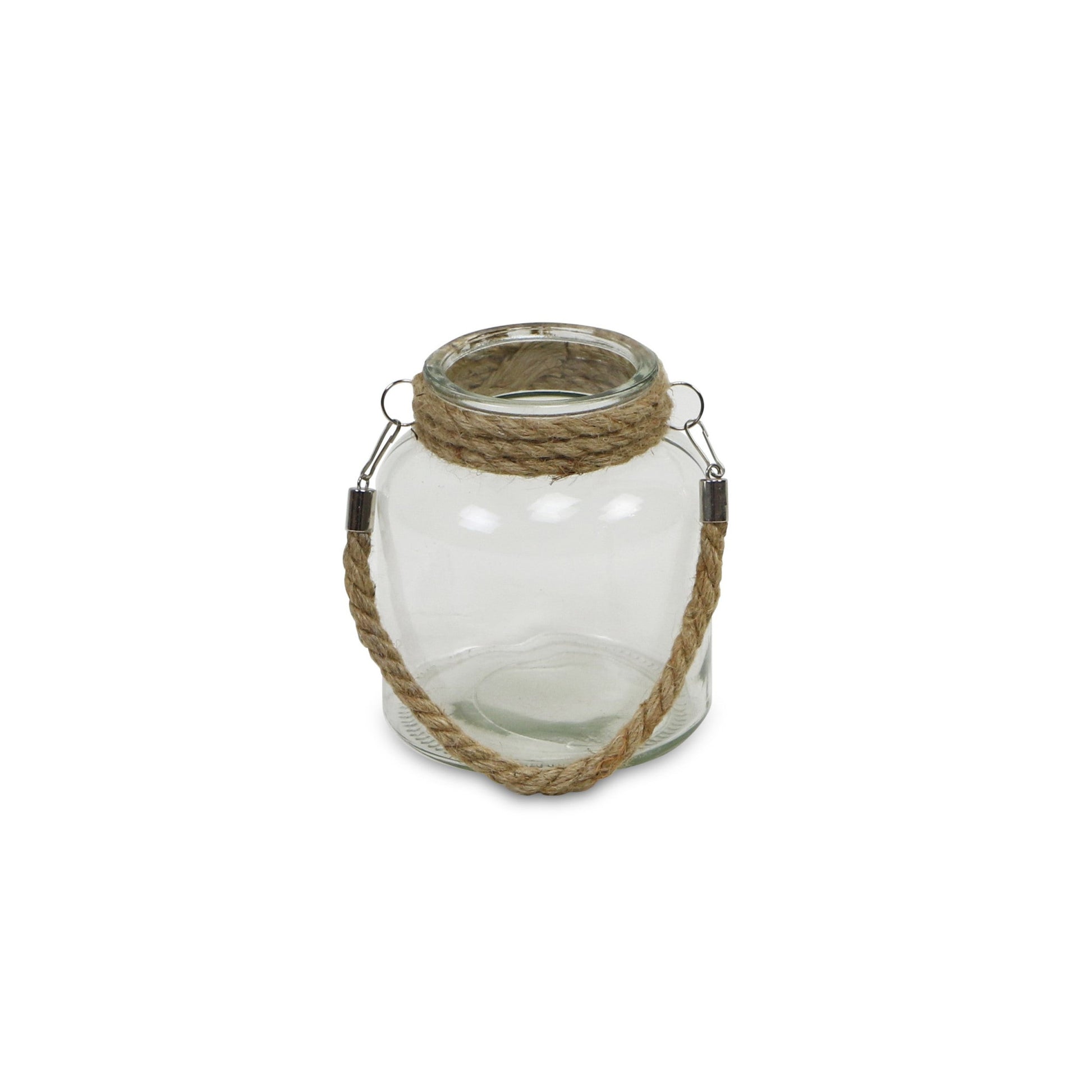 6" Clear and Brown Glass Tabletop Lantern Candle Holder - Loft&Timber