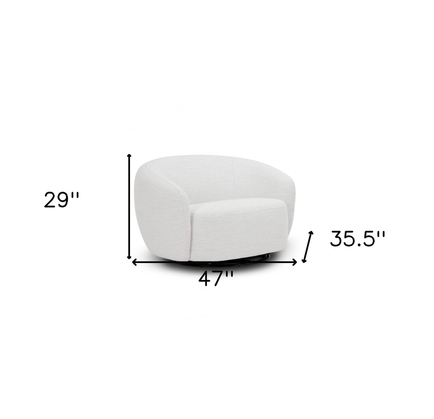 47" Off White And Black Upholstered Swivel Barrel Chair - Loft&Timber