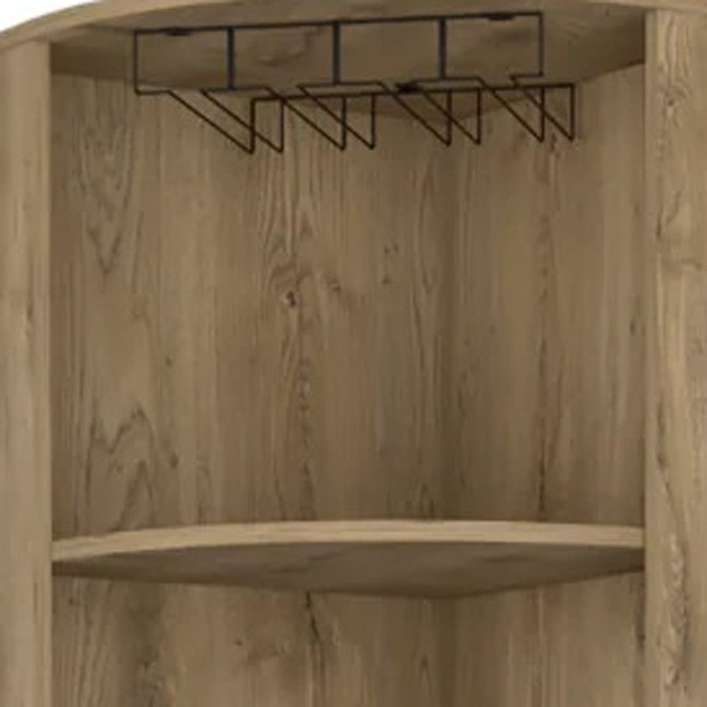 18" Natural Corner Bar Cabinet With Eleven Shelves - Loft&Timber