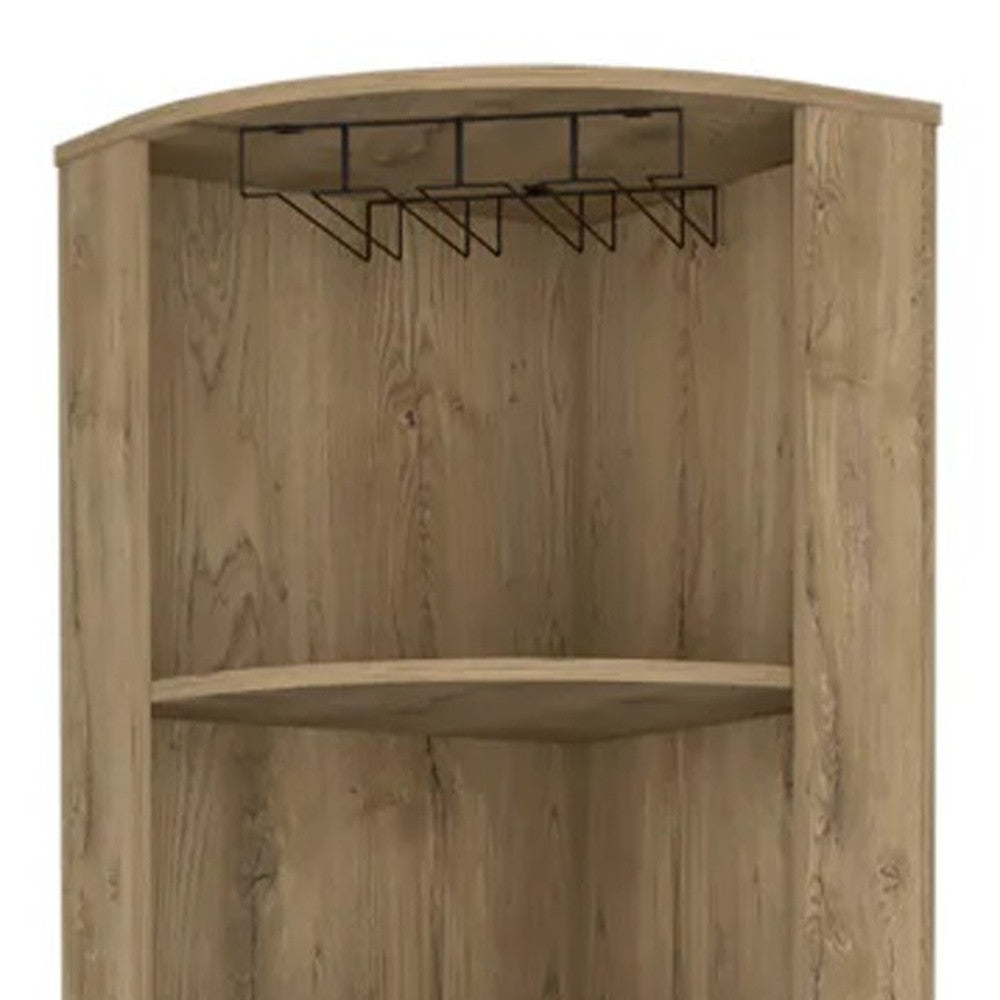 18" Natural Corner Bar Cabinet With Eleven Shelves - Loft&Timber