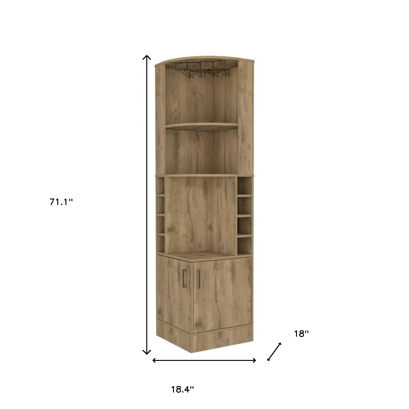 18" Natural Corner Bar Cabinet With Eleven Shelves - Loft&Timber