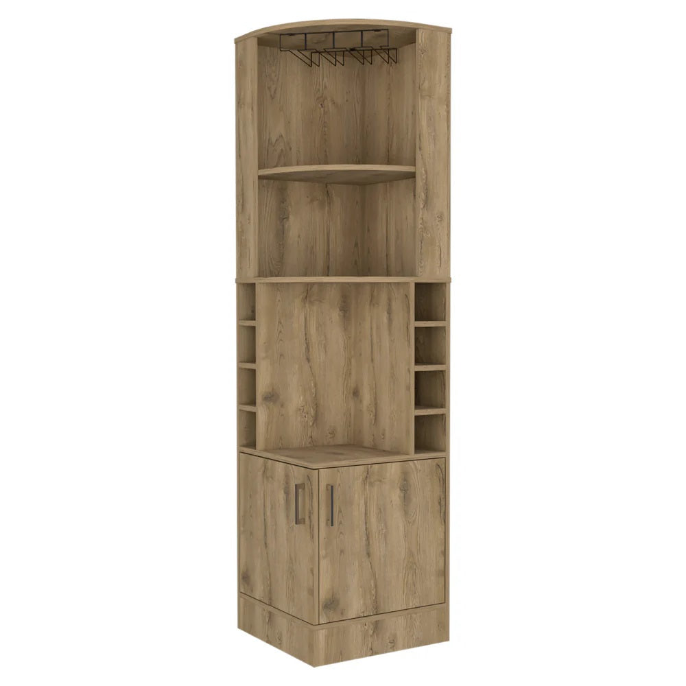 18" Natural Corner Bar Cabinet With Eleven Shelves - Loft&Timber