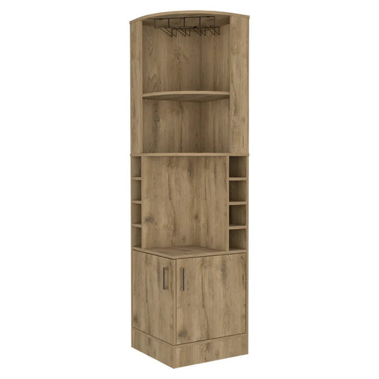 18" Natural Corner Bar Cabinet With Eleven Shelves - Loft&Timber