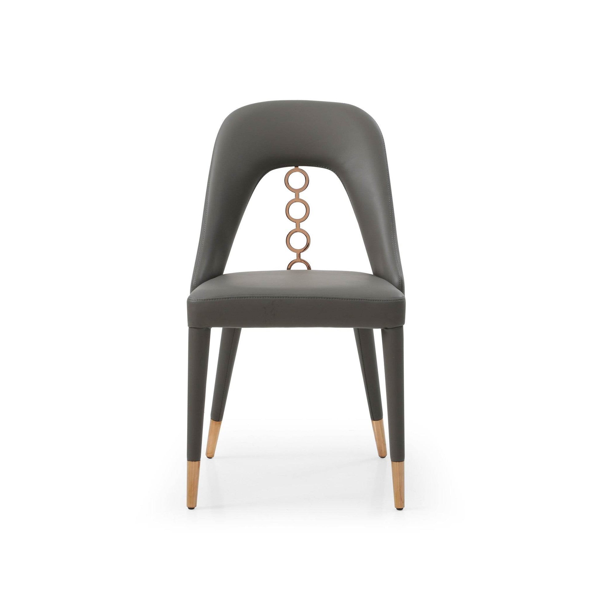 Set of Two Gray Upholstered Faux Leather Dining Side Chairs - Loft&Timber
