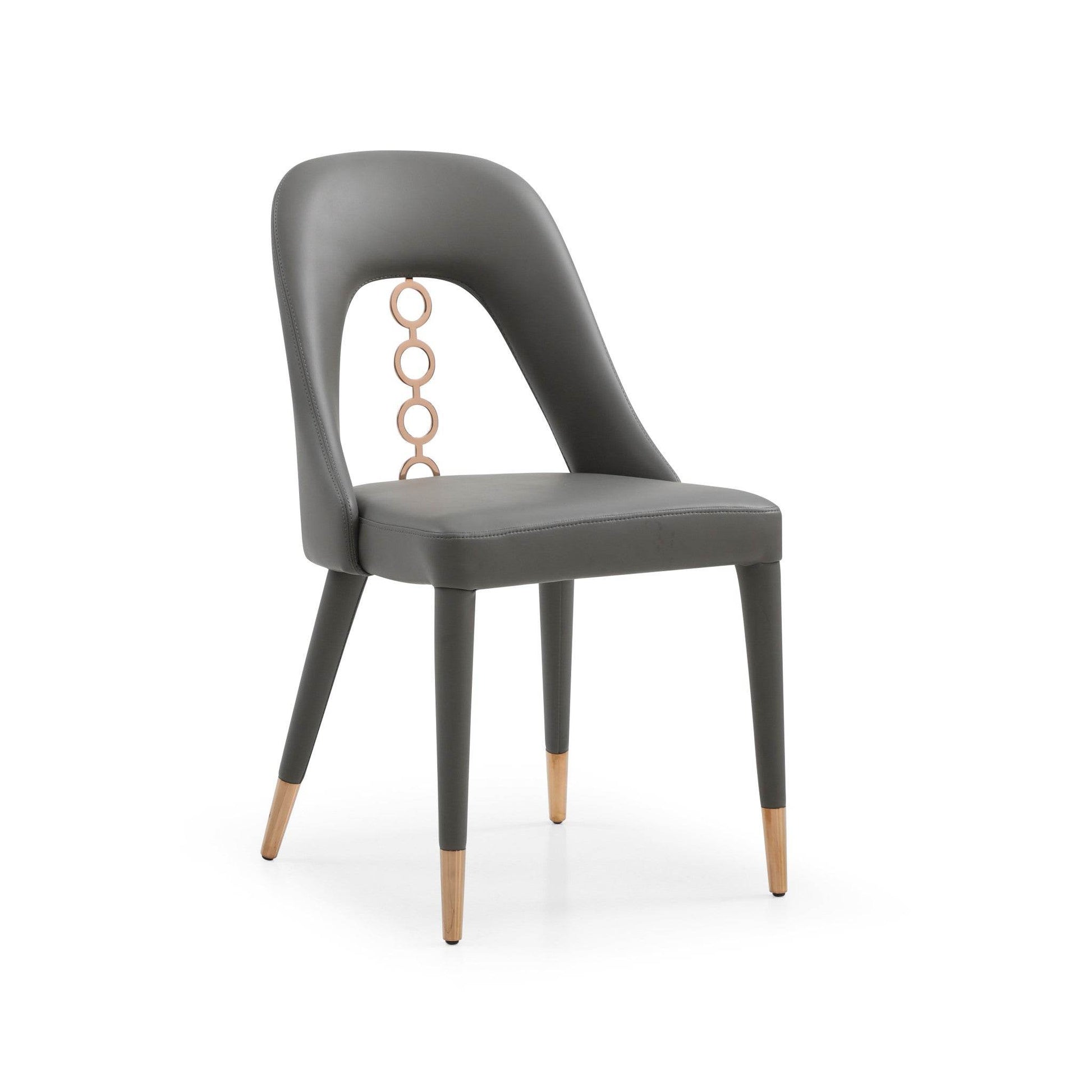 Set of Two Gray Upholstered Faux Leather Dining Side Chairs - Loft&Timber