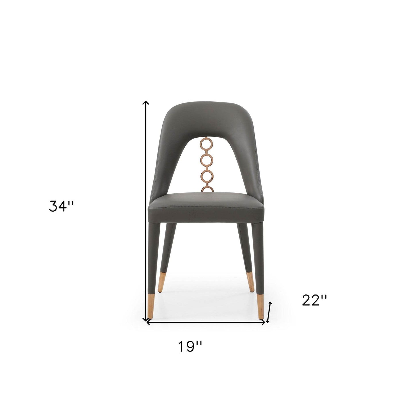 Set of Two Gray Upholstered Faux Leather Dining Side Chairs - Loft&Timber